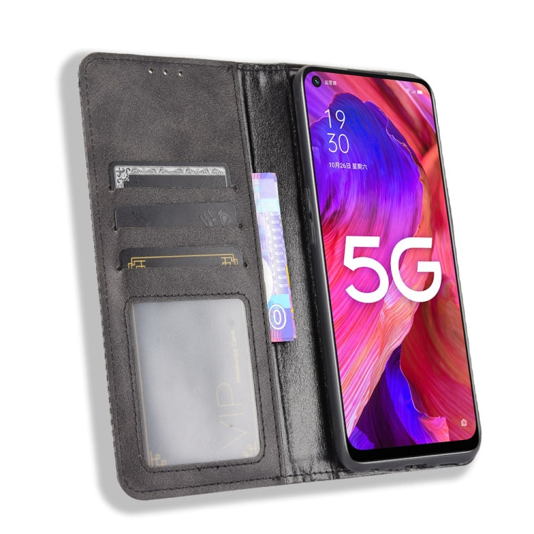 For OPPO A93 5G Magnetic Buckle Retro Crazy Horse Texture Horizontal Flip Leather Case with Holder & Card Slots & Photo Frame