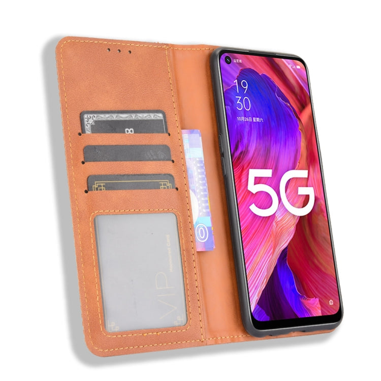 For OPPO A93 5G Magnetic Buckle Retro Crazy Horse Texture Horizontal Flip Leather Case with Holder & Card Slots & Photo Frame
