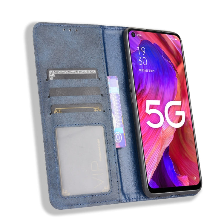 For OPPO A93 5G Magnetic Buckle Retro Crazy Horse Texture Horizontal Flip Leather Case with Holder & Card Slots & Photo Frame