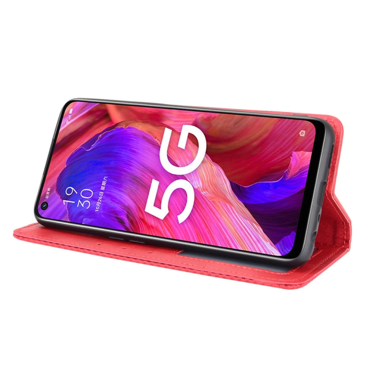 For OPPO A93 5G Magnetic Buckle Retro Crazy Horse Texture Horizontal Flip Leather Case with Holder & Card Slots & Photo Frame