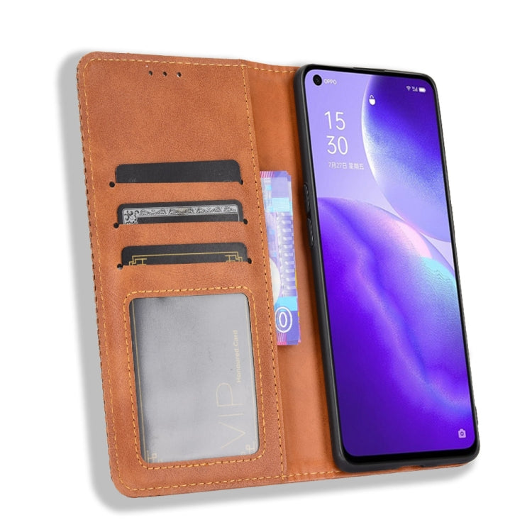 For OPPO Find X3 Lite / Reno5 5G Magnetic Buckle Retro Crazy Horse Texture Horizontal Flip Leather Case with Holder & Card Slots & Photo Frame