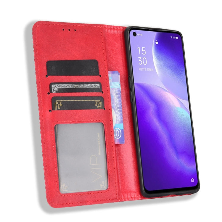 For OPPO Find X3 Lite / Reno5 5G Magnetic Buckle Retro Crazy Horse Texture Horizontal Flip Leather Case with Holder & Card Slots & Photo Frame