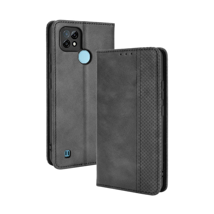 For OPPO Realme C21 Magnetic Buckle Retro Crazy Horse Texture Horizontal Flip Leather Case with Holder & Card Slots & Photo Frame