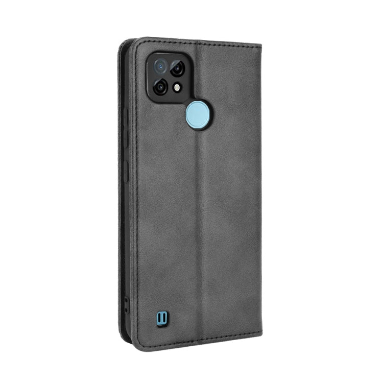 For OPPO Realme C21 Magnetic Buckle Retro Crazy Horse Texture Horizontal Flip Leather Case with Holder & Card Slots & Photo Frame