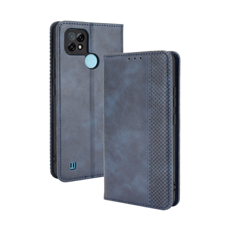 For OPPO Realme C21 Magnetic Buckle Retro Crazy Horse Texture Horizontal Flip Leather Case with Holder & Card Slots & Photo Frame