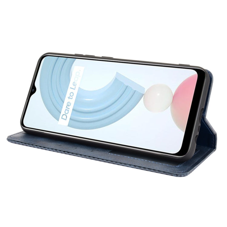 For OPPO Realme C21 Magnetic Buckle Retro Crazy Horse Texture Horizontal Flip Leather Case with Holder & Card Slots & Photo Frame