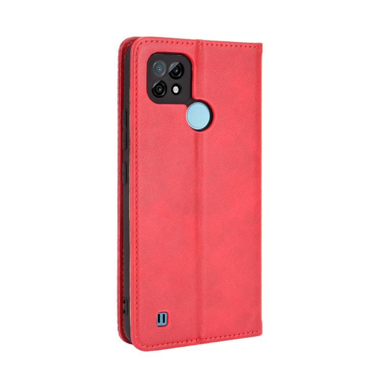 For OPPO Realme C21 Magnetic Buckle Retro Crazy Horse Texture Horizontal Flip Leather Case with Holder & Card Slots & Photo Frame