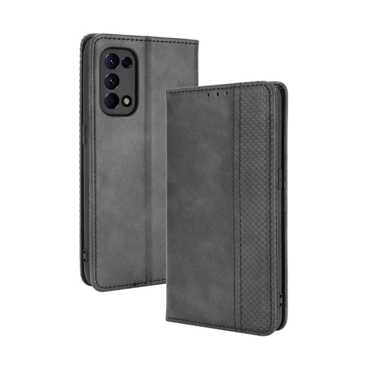 For OPPO Reno5 4G Magnetic Buckle Retro Crazy Horse Texture Horizontal Flip Leather Case with Holder & Card Slots & Photo Frame