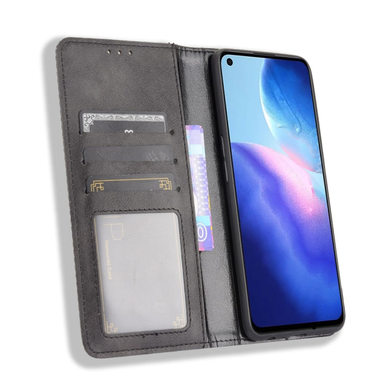 For OPPO Reno5 4G Magnetic Buckle Retro Crazy Horse Texture Horizontal Flip Leather Case with Holder & Card Slots & Photo Frame