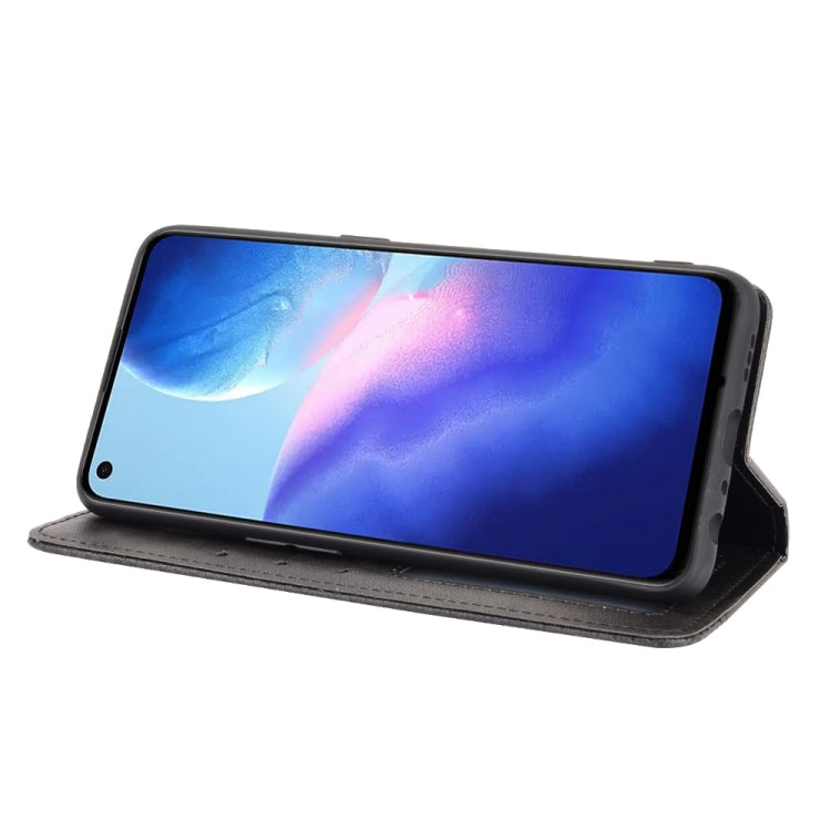 For OPPO Reno5 4G Magnetic Buckle Retro Crazy Horse Texture Horizontal Flip Leather Case with Holder & Card Slots & Photo Frame