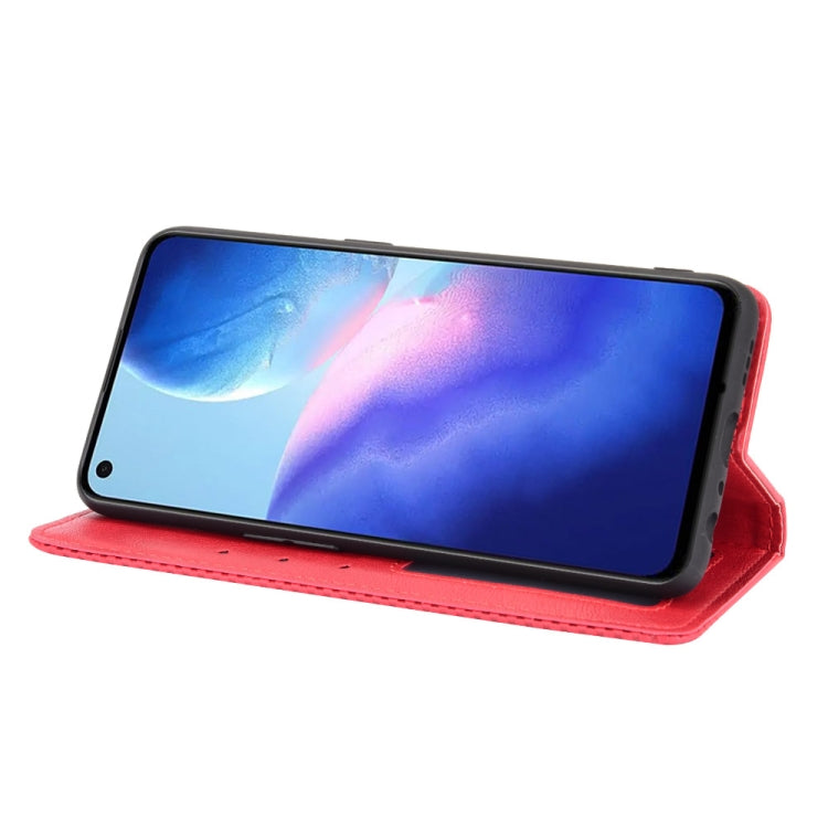 For OPPO Reno5 4G Magnetic Buckle Retro Crazy Horse Texture Horizontal Flip Leather Case with Holder & Card Slots & Photo Frame