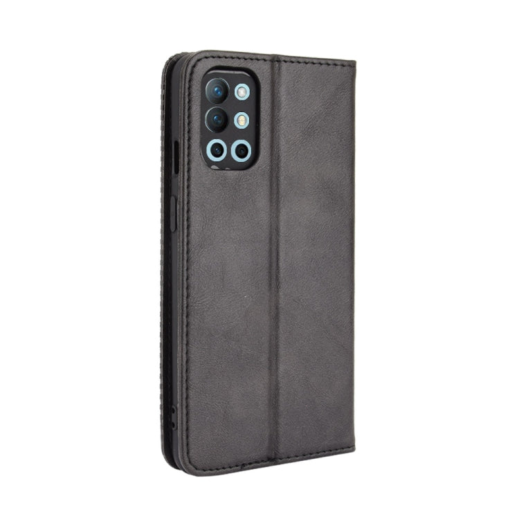 For OnePlus 9R Magnetic Buckle Retro Crazy Horse Texture Horizontal Flip Leather Case with Holder & Card Slots & Photo Frame
