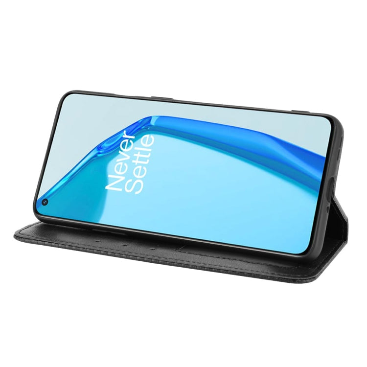 For OnePlus 9R Magnetic Buckle Retro Crazy Horse Texture Horizontal Flip Leather Case with Holder & Card Slots & Photo Frame