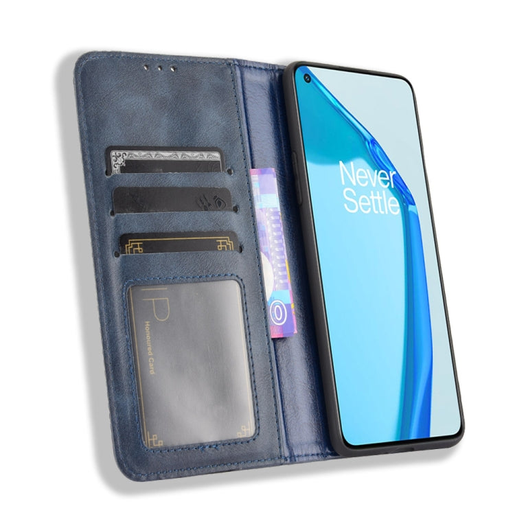 For OnePlus 9R Magnetic Buckle Retro Crazy Horse Texture Horizontal Flip Leather Case with Holder & Card Slots & Photo Frame