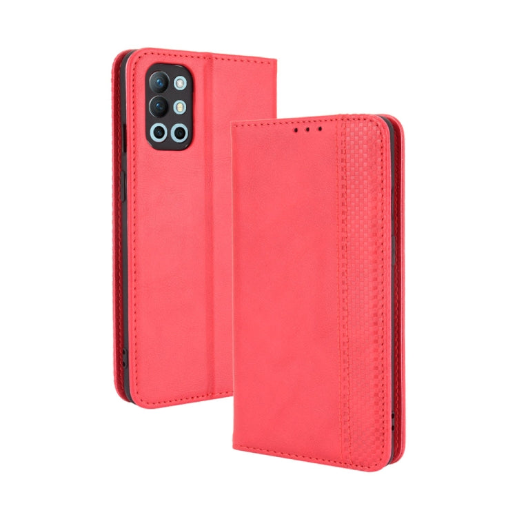 For OnePlus 9R Magnetic Buckle Retro Crazy Horse Texture Horizontal Flip Leather Case with Holder & Card Slots & Photo Frame