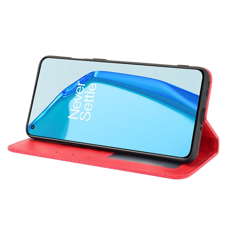 For OnePlus 9R Magnetic Buckle Retro Crazy Horse Texture Horizontal Flip Leather Case with Holder & Card Slots & Photo Frame