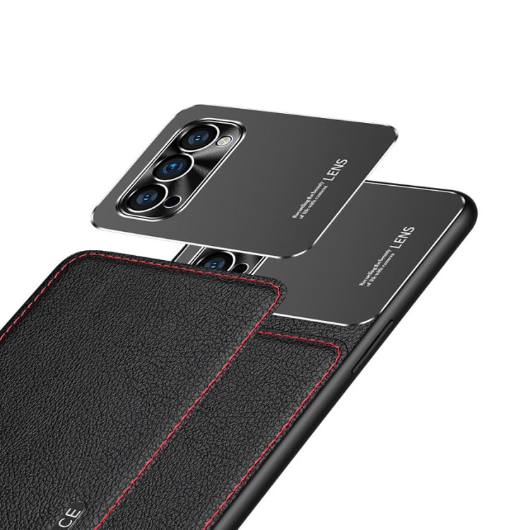 For OPPO Reno4 Pro Frosted Metal + Leather Texture Protective Case