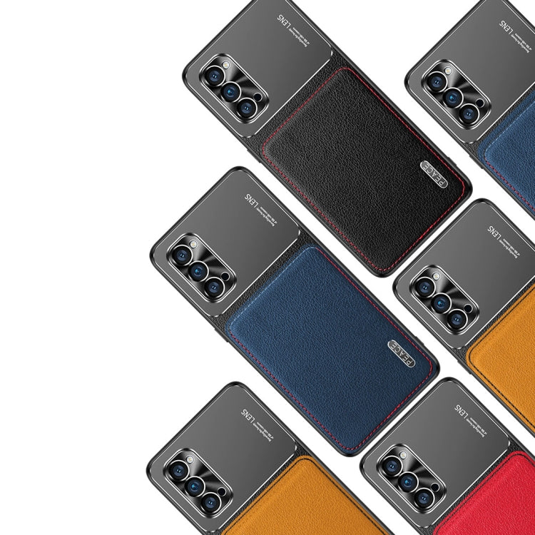 For OPPO Reno4 Pro Frosted Metal + Leather Texture Protective Case