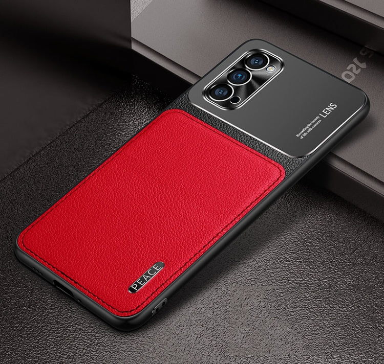 For OPPO Reno4 Pro Frosted Metal + Leather Texture Protective Case