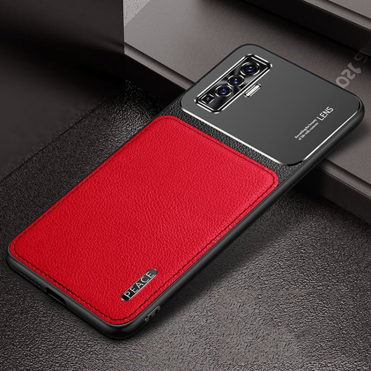 For vivo X50 Frosted Metal + Leather Texture Protective Case