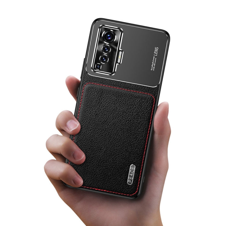 For vivo X50 Frosted Metal + Leather Texture Protective Case