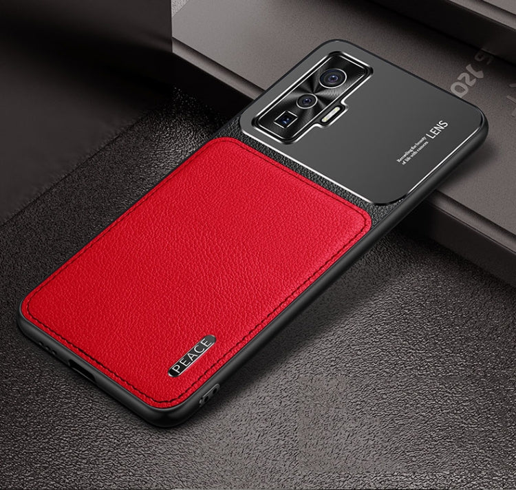 For vivo iQOO 5 5G Frosted Metal + Leather Texture Protective Case