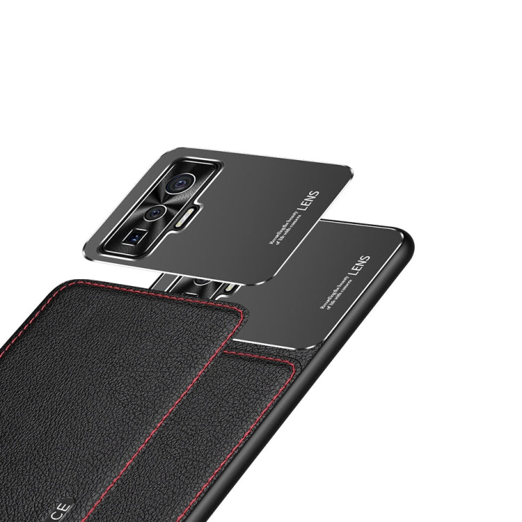 For vivo iQOO 5 5G Frosted Metal + Leather Texture Protective Case