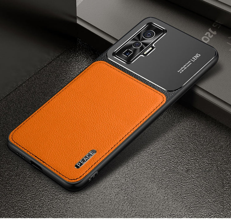 For vivo iQOO 5 5G Frosted Metal + Leather Texture Protective Case