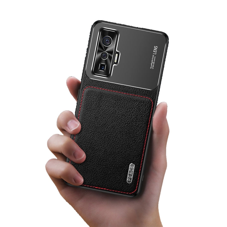 For vivo iQOO 5 5G Frosted Metal + Leather Texture Protective Case