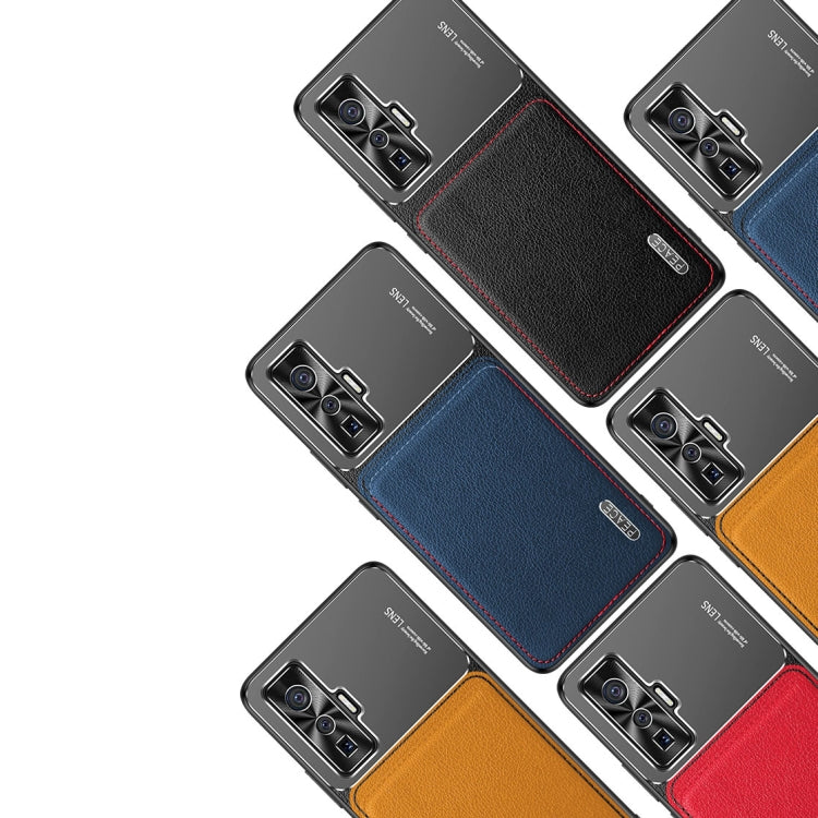 For vivo iQOO 5 5G Frosted Metal + Leather Texture Protective Case