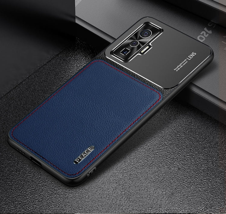 For vivo iQOO 5 5G Frosted Metal + Leather Texture Protective Case