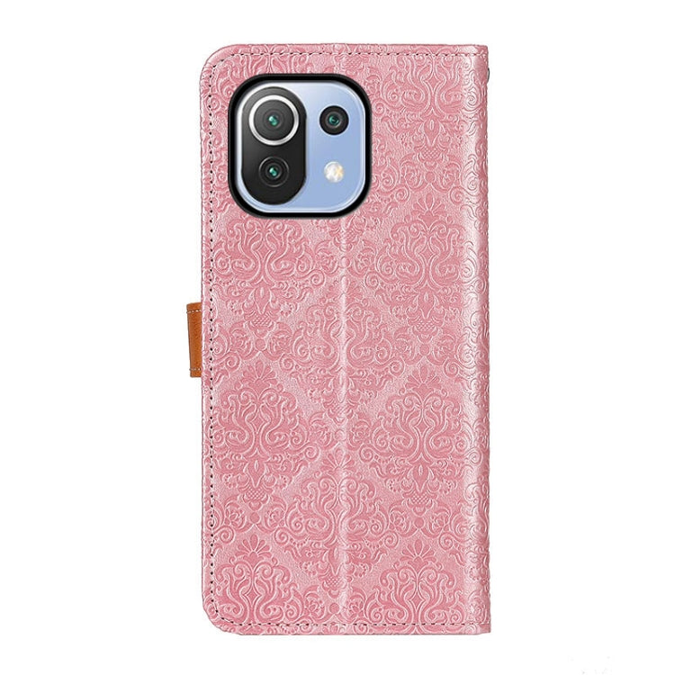 For Xiaomi Mi 11 Lite 5G / 4G European Floral Embossed Horizontal Flip PU Leather Case with Holder & Card Slots & Wallet & Photo Frame