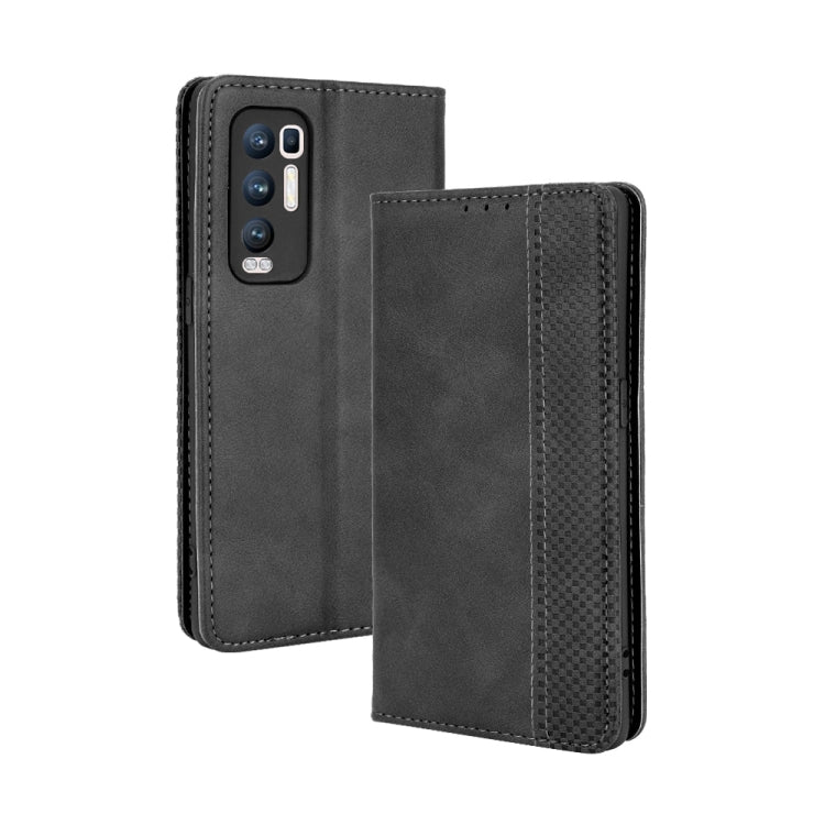 For OPPO Reno5 Pro Plus / Find X3 Neo Magnetic Buckle Retro Crazy Horse Texture Horizontal Flip Leather Case with Holder & Card Slots & Photo Frame