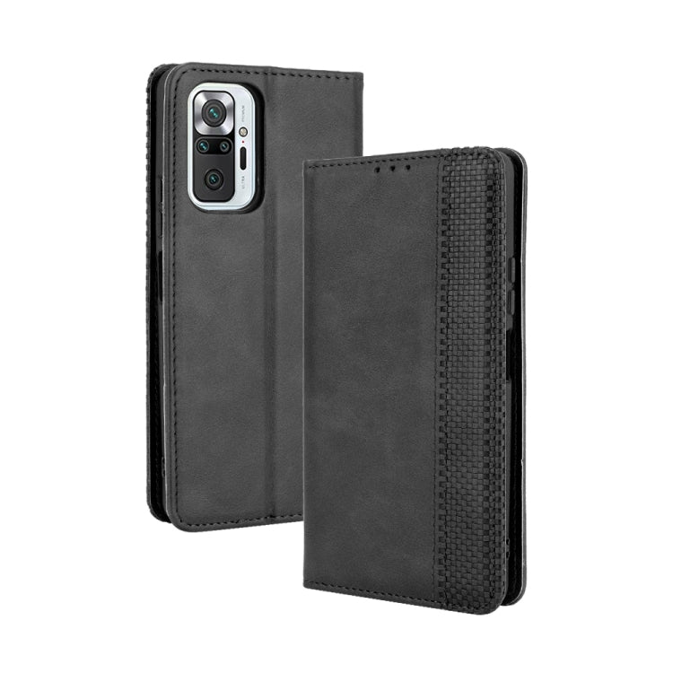 For Xiaomi Redmi Note 10 Pro/Note 10 Pro Max 4G Magnetic Buckle Retro Crazy Horse Texture Horizontal Flip Leather Case with Holder & Card Slots & Photo Frame