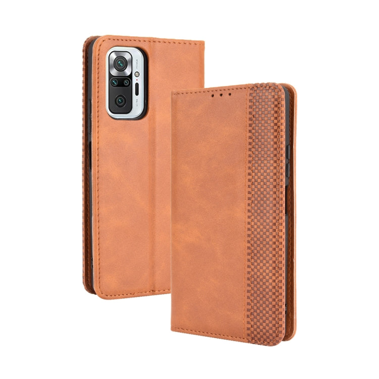 For Xiaomi Redmi Note 10 Pro/Note 10 Pro Max 4G Magnetic Buckle Retro Crazy Horse Texture Horizontal Flip Leather Case with Holder & Card Slots & Photo Frame