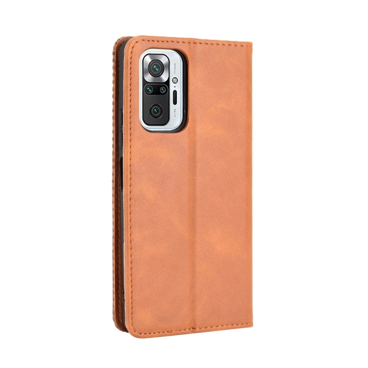 For Xiaomi Redmi Note 10 Pro/Note 10 Pro Max 4G Magnetic Buckle Retro Crazy Horse Texture Horizontal Flip Leather Case with Holder & Card Slots & Photo Frame