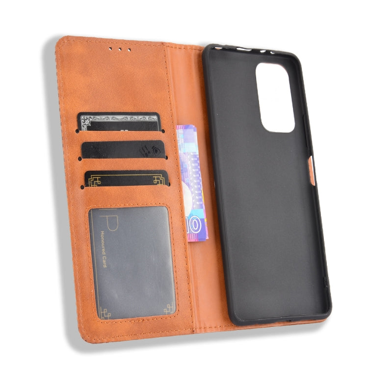 For Xiaomi Redmi Note 10 Pro/Note 10 Pro Max 4G Magnetic Buckle Retro Crazy Horse Texture Horizontal Flip Leather Case with Holder & Card Slots & Photo Frame