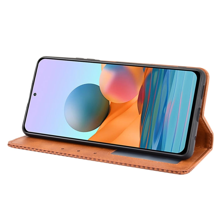 For Xiaomi Redmi Note 10 Pro/Note 10 Pro Max 4G Magnetic Buckle Retro Crazy Horse Texture Horizontal Flip Leather Case with Holder & Card Slots & Photo Frame