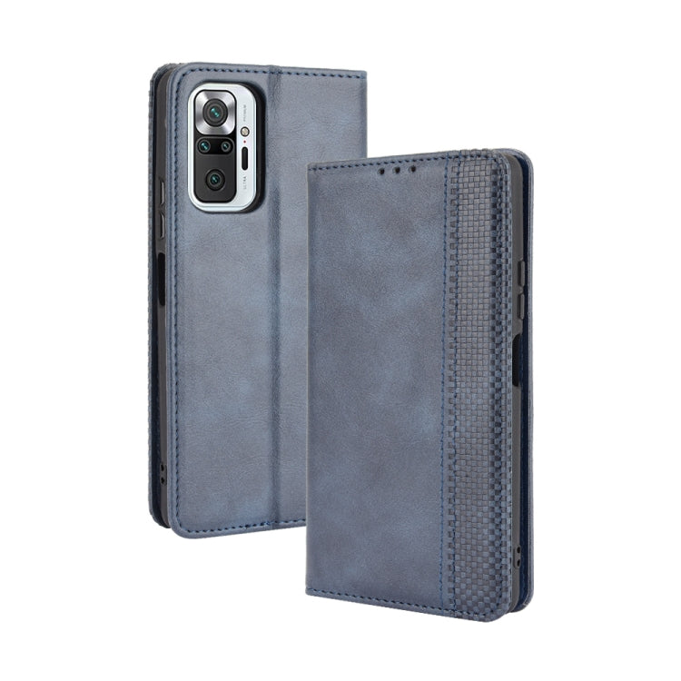 For Xiaomi Redmi Note 10 Pro/Note 10 Pro Max 4G Magnetic Buckle Retro Crazy Horse Texture Horizontal Flip Leather Case with Holder & Card Slots & Photo Frame