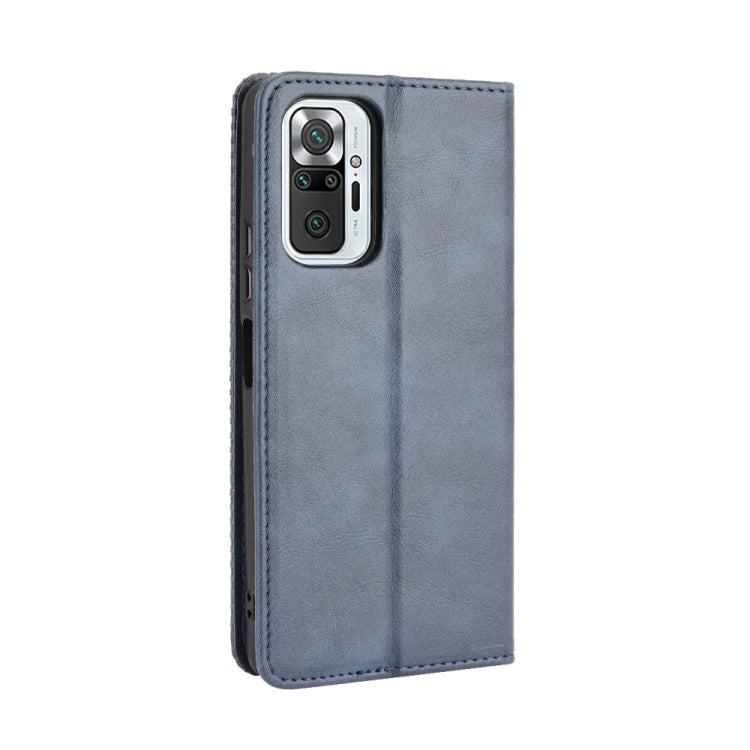For Xiaomi Redmi Note 10 Pro/Note 10 Pro Max 4G Magnetic Buckle Retro Crazy Horse Texture Horizontal Flip Leather Case with Holder & Card Slots & Photo Frame