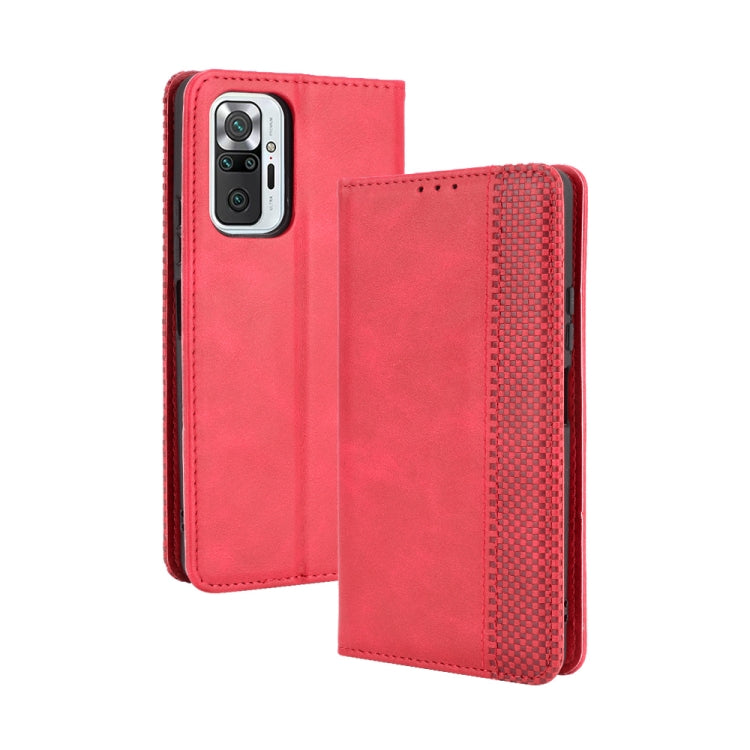 For Xiaomi Redmi Note 10 Pro/Note 10 Pro Max 4G Magnetic Buckle Retro Crazy Horse Texture Horizontal Flip Leather Case with Holder & Card Slots & Photo Frame