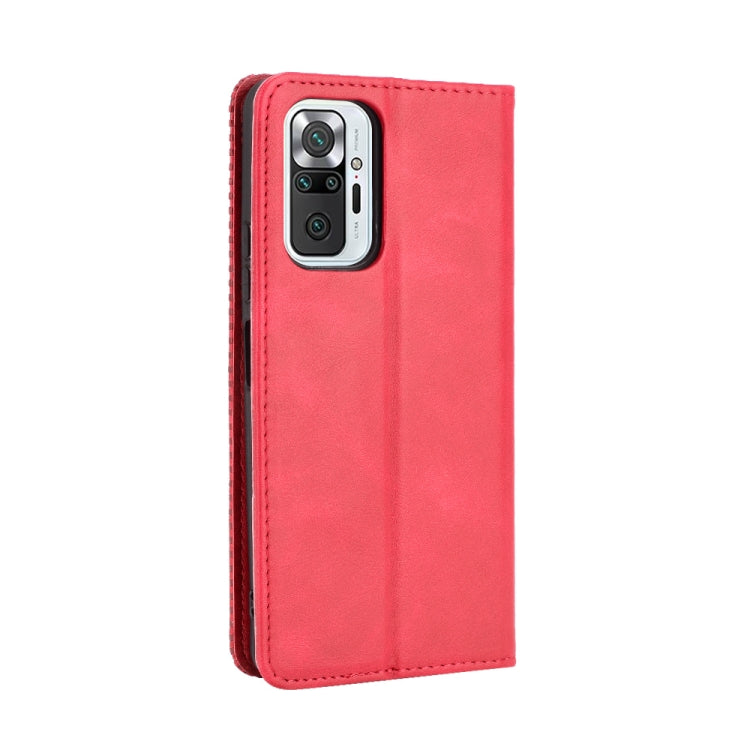 For Xiaomi Redmi Note 10 Pro/Note 10 Pro Max 4G Magnetic Buckle Retro Crazy Horse Texture Horizontal Flip Leather Case with Holder & Card Slots & Photo Frame