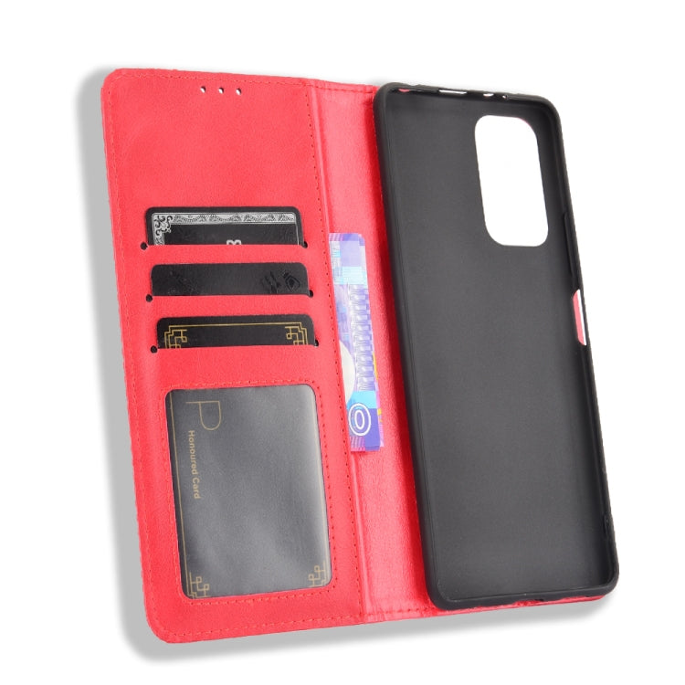 For Xiaomi Redmi Note 10 Pro/Note 10 Pro Max 4G Magnetic Buckle Retro Crazy Horse Texture Horizontal Flip Leather Case with Holder & Card Slots & Photo Frame
