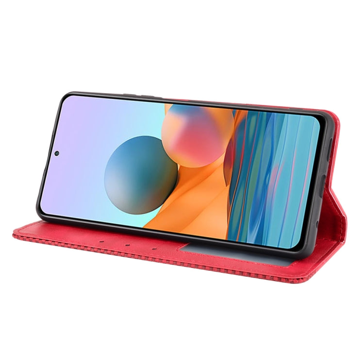 For Xiaomi Redmi Note 10 Pro/Note 10 Pro Max 4G Magnetic Buckle Retro Crazy Horse Texture Horizontal Flip Leather Case with Holder & Card Slots & Photo Frame