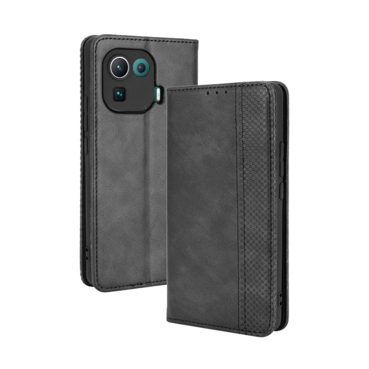 For Xiaomi Mi 11 Pro Magnetic Buckle Retro Crazy Horse Texture Horizontal Flip Leather Case with Holder & Card Slots & Photo Frame
