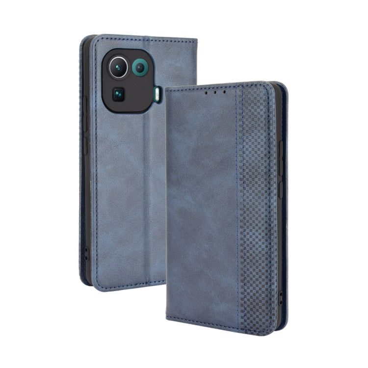 For Xiaomi Mi 11 Pro Magnetic Buckle Retro Crazy Horse Texture Horizontal Flip Leather Case with Holder & Card Slots & Photo Frame