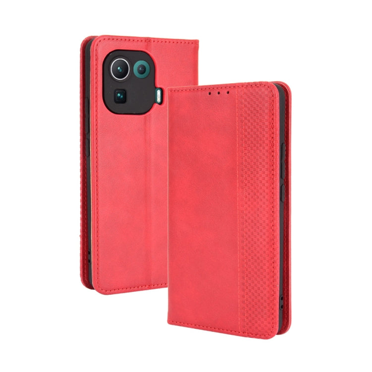 For Xiaomi Mi 11 Pro Magnetic Buckle Retro Crazy Horse Texture Horizontal Flip Leather Case with Holder & Card Slots & Photo Frame