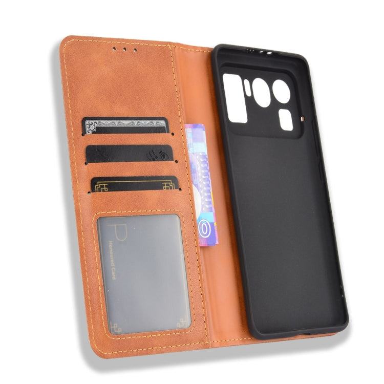 For Xiaomi Mi 11 Ultra Magnetic Buckle Retro Crazy Horse Texture Horizontal Flip Leather Case with Holder & Card Slots & Photo Frame