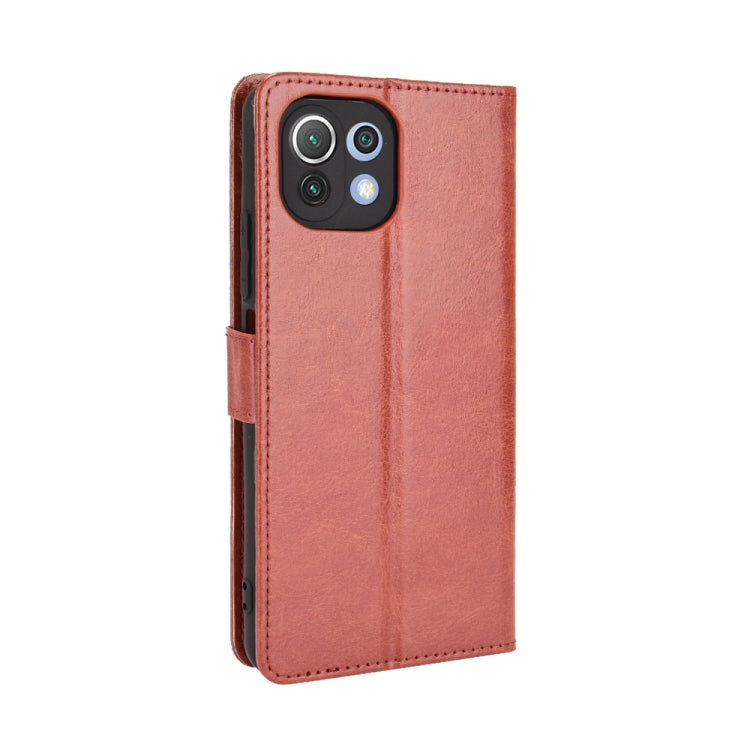 For Xiaomi Mi 11 Lite 4G Retro Crazy Horse Texture Horizontal Flip Leather Case with Holder & Card Slots & Photo Frame