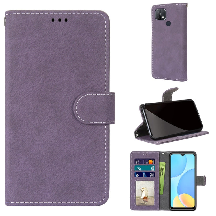 For OPPO A15 / A15s Retro Frosted Horizontal Flip PU Leather Case with Holder & Card Slots & Wallet & Photo Frame